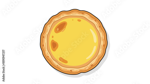 Vibrant cartoon egg tart illustration with golden custard and flaky crust perfect for bakery designs
