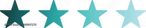 Teal Four Star Rating Icons for Level Progress and Quality Feedback Success Visualization