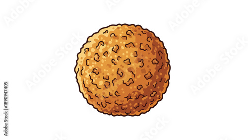 Delicious golden fried food ball illustration with crunchy texture and warm appealing color on a clean white background perfect for culinary and