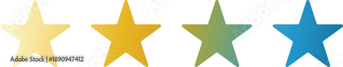 Four Stars Rating and Level Progress Icon Set for Quality Feedback and Success Achievement