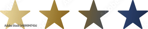 Brass Four Star Rating Icon Set for Quality Rating, Level Progress, and Success Feedback