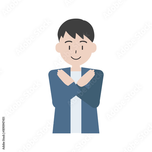 腕でバツを作りNGを示す男性の人物イラスト