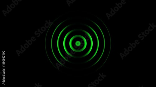 Radio wave looping animation concept on black background. Green radio wave looped motion animation.Technology Radio wave station signal.