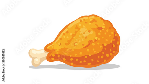 An appetizing illustration of a perfectly golden-fried chicken drumstick with a distinct bone, presenting a crispy texture and inviting culinary