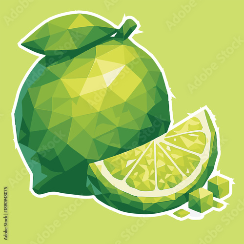 lime with lowpoly art, eps 10 illustration