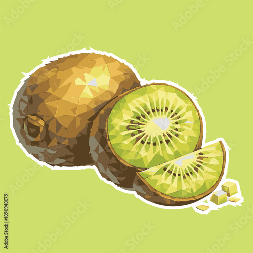 kiwi fruit with lowpoly art, eps 10 illustration
