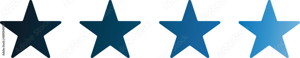 Φωτογραφία Four blue gradient star icons for rating and feedback