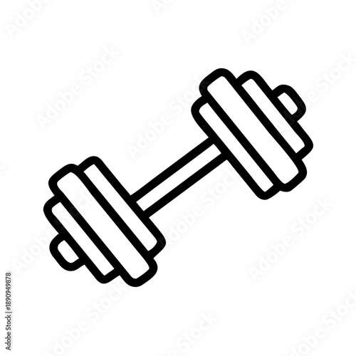 Dumbbell icon outlined in black on a white background  