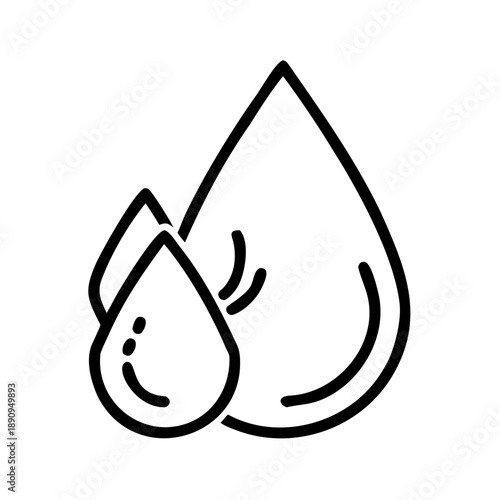 Water droplets in minimalist line art style  