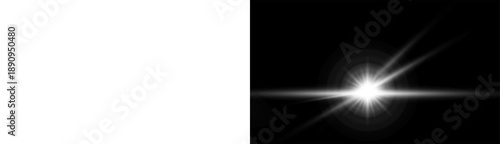 Εκτύπωση καμβά Bright radiant flash star glow beam Light effect sun light with lens flare effect
