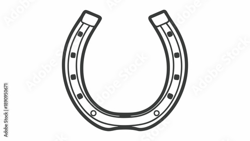 Vector illustration of a horseshoe with metallic sheen on a plain white background from a straightforward viewpoint