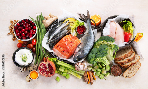 Canvastavla Balanced diet. Concept of healthy food.