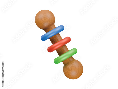 wooden rattle icon 3d illustration render