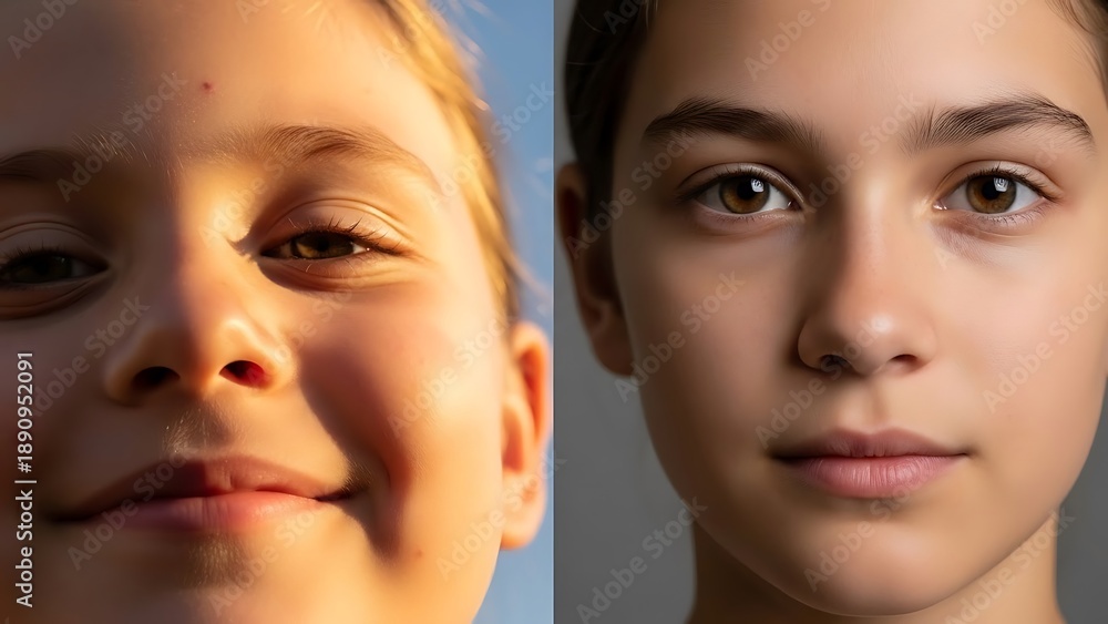 Fototapeta premium Before and after facial skincare transformation comparison