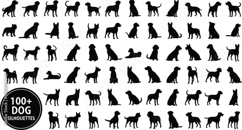 Dog silhouettes, black dog icons, pet breed shapes, canine poses, animal graphics, vector dogs, dog clipart, dog illustrations, dog breeds, dog design