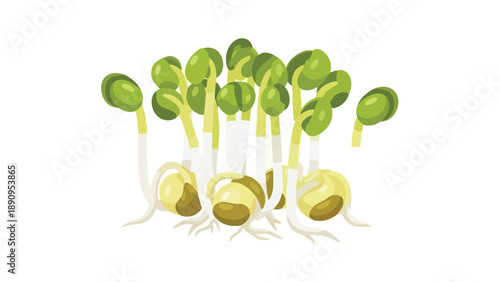 A vibrant cluster of fresh organic green sprouts elegantly portrays early plant development, symbolizing healthy nutrition, new beginnings, and