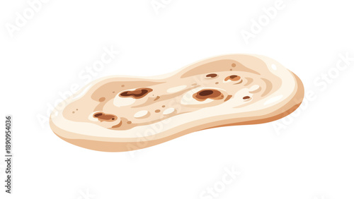 Authentic hand-drawn flatbread illustration showcasing its golden-brown texture and appealing irregular shape perfect for food menus culinary