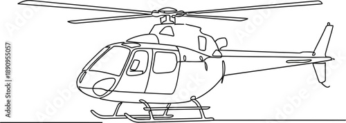 Helicopter Aircraft Line Art Icon – Aviation and Air Transport Vector Illustration