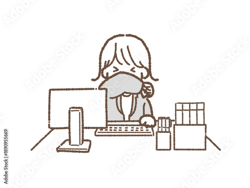 会社員　くしゃみ　女性