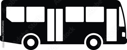 City Bus Public Transportation Icon – Minimalist Black and White Vector Illustration