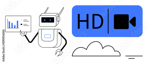 HD video streaming concept. Artificial intelligence processes HD content for better video streaming. HD video integrated with AI enhances efficiency, analytics, and quality. For streaming services