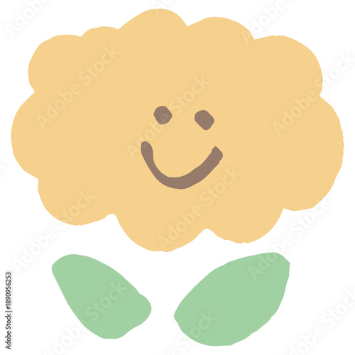 幼稚園・保育園向け やさしい挿絵イラストカットシリーズ｜微笑むタンポポ / Smiling Dandelion Illustration