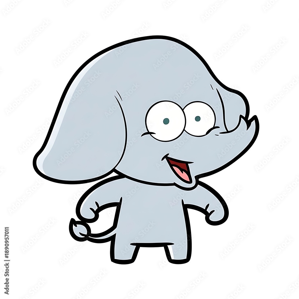 Obraz premium Cartoon Elephant Character with Surprised Expression.