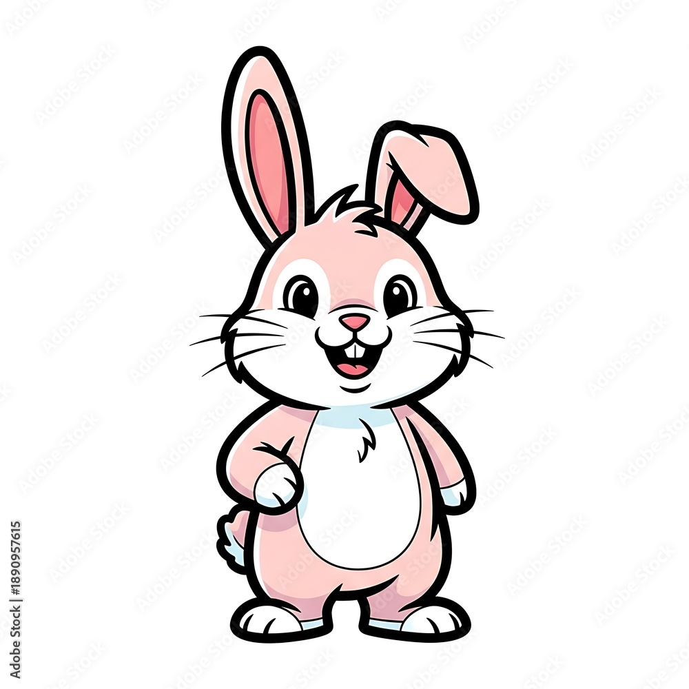 Fototapeta premium Cute Cartoon Rabbit Character Illustration.