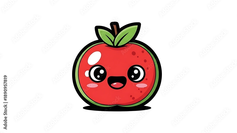 Obraz premium Cute Cartoon Apple Character Illustration.