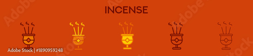 Incense Element For Design Graphic - Multi Styles. Vector Illustration Of Two Colored And Black. Multiple Icons Designs Can Be Used For Mobile, Ui, Web 