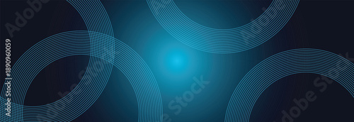 Blue Gradient Background with Overlapping Geometric Rings, Blue presentation slides Background, Abstract Blue Gradient Background with Geometric Rings