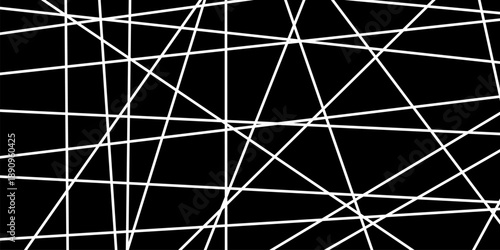 Chaotic geometric pattern of straight line strokes in random abstract layout, a chaotic straight line graphic expressing pure chaos.