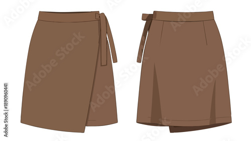 Stylish brown wrap skirt with waist tie detail, a versatile and comfortable wardrobe staple for modern women