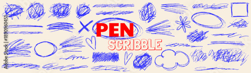 Abstract messy pen graphic with playful scribble strokes and gritty scratch texture, doodle squiggle pattern, messy hand drawn style.