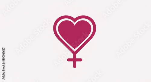 Female symbol with heart shape on white background representing love and feminine power