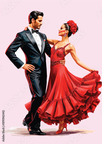 063-42-Elegant couple performing a vigorous latin dance, expressing passion and emotion