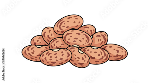 A clean and engaging graphic illustration showcasing a delightful pile of wholesome speckled brown beans, excellent for healthy food concepts and
