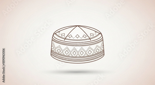 Traditional ornate headwear with intricate patterns and designs on a neutral background