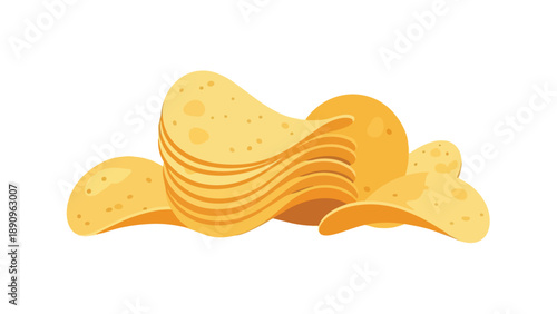 Image depicts a stylized heap of golden crisp potato slices, perfect for snack food advertisements.