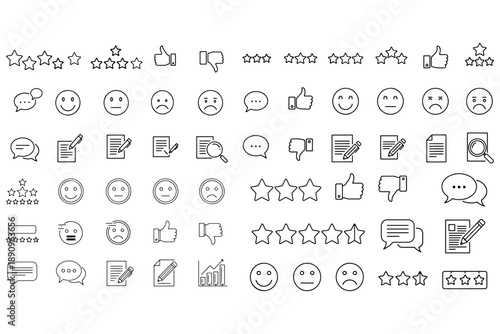 Feedback and Rating Outline Icon Set Editable Stroke Vector