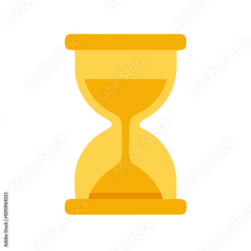 Golden hourglass icon, a classic flat vector symbol for time, passing moments, or deadlines on a clean white background.