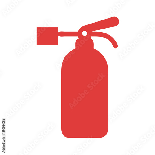 Single fire extinguisher icon, solid red, flat vector illustration on white background, emergency equipment symbol.