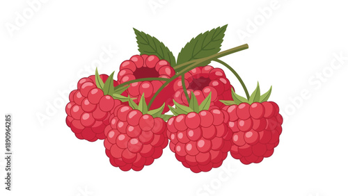 Vibrant ruby-red raspberries with fresh green leaves, a succulent illustration of nature's sweet bounty, perfect for healthy recipes and delightful