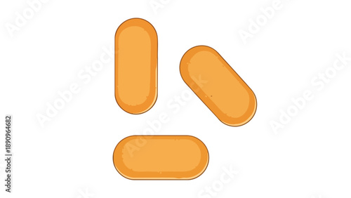 Scattered golden oblong biscuits on pristine white a versatile food illustration for designs