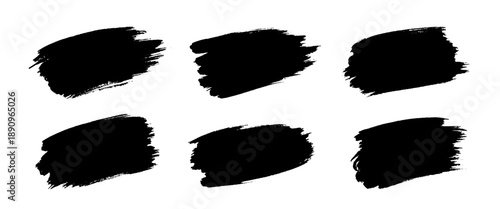 Vector collection of artistic grungy black  paint brush spots lines set.  