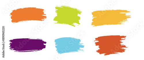 Vector colorful paint brush spots collection of artistic grungy