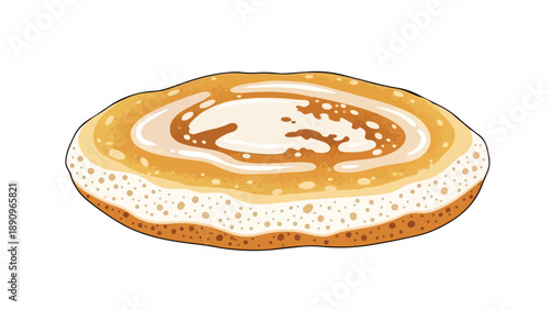 A delectable golden brown and creamy swirled pastry illustration, perfectly balanced design for culinary or bakery-themed projects, simple and