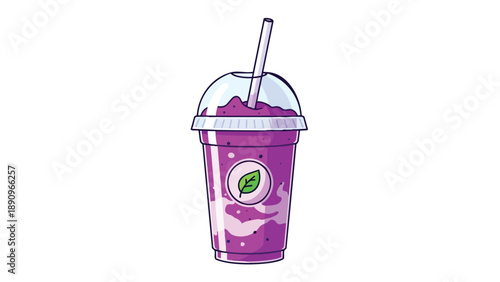 Refreshing Purple Smoothie Art: A Healthy Illustrated Drink for Wellness Enthusiasts