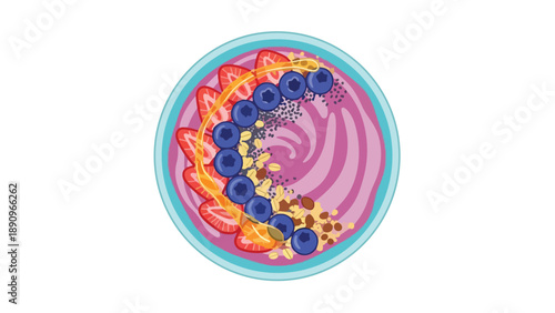 Vibrant and refreshing healthy breakfast smoothie bowl with fresh berries, granola, and honey drizzle, an appetizing and nutritious start to any