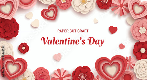 Valentines Day Paper Cut Heart Decoration.